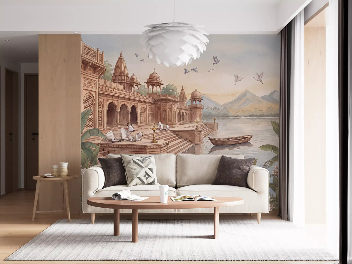 The Sacred Ghats at Dawn Wall Mural - RJM11