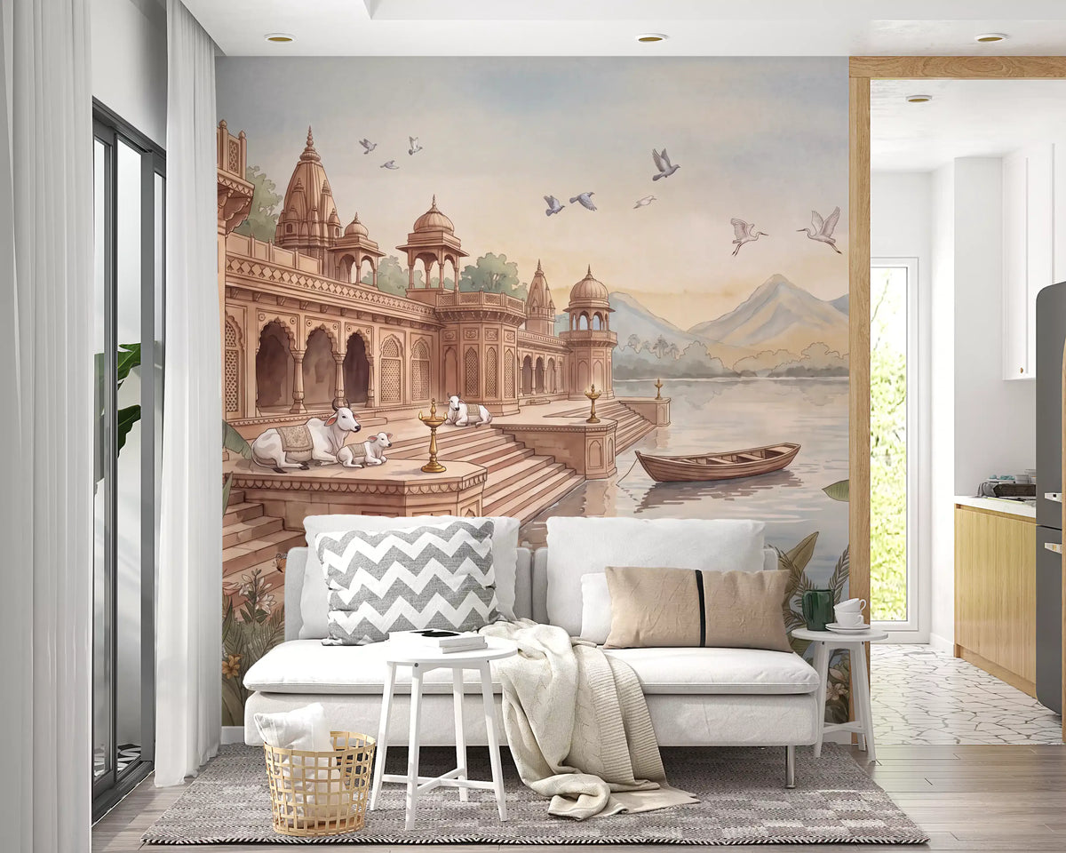The Sacred Ghats at Dawn Wall Mural - RJM11
