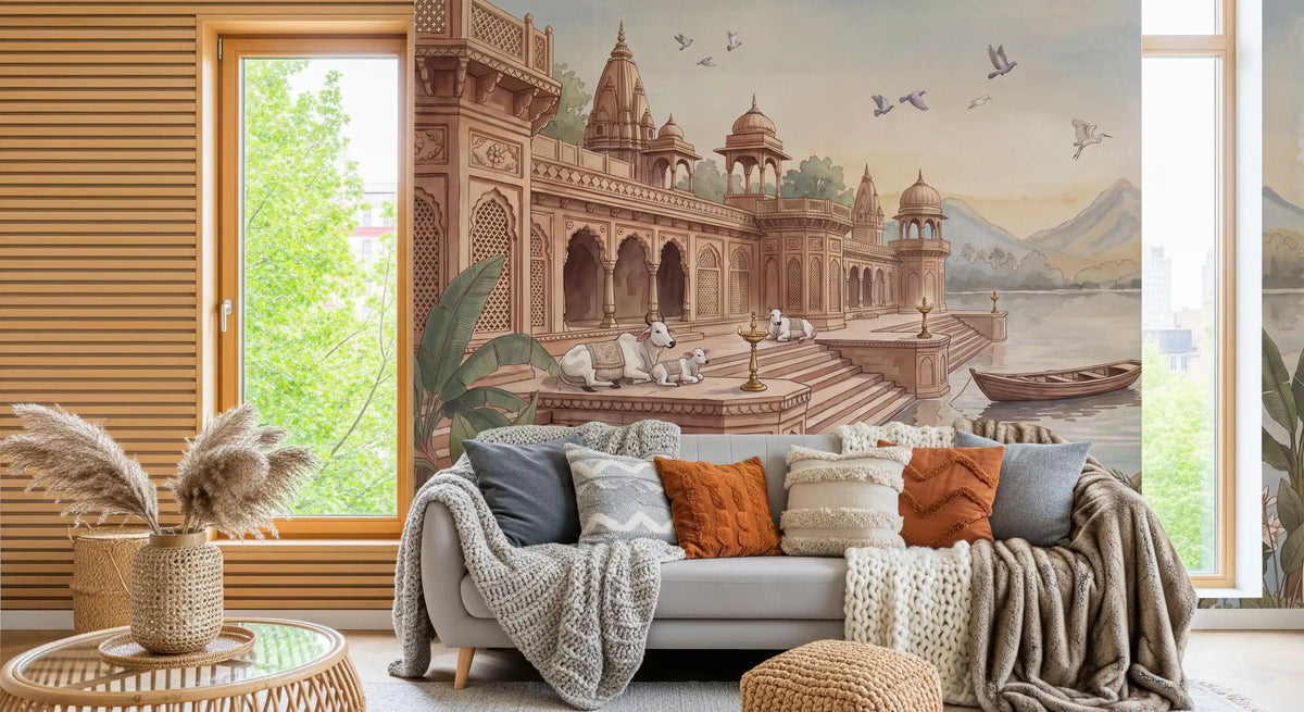 The Sacred Ghats at Dawn Wall Mural - RJM11