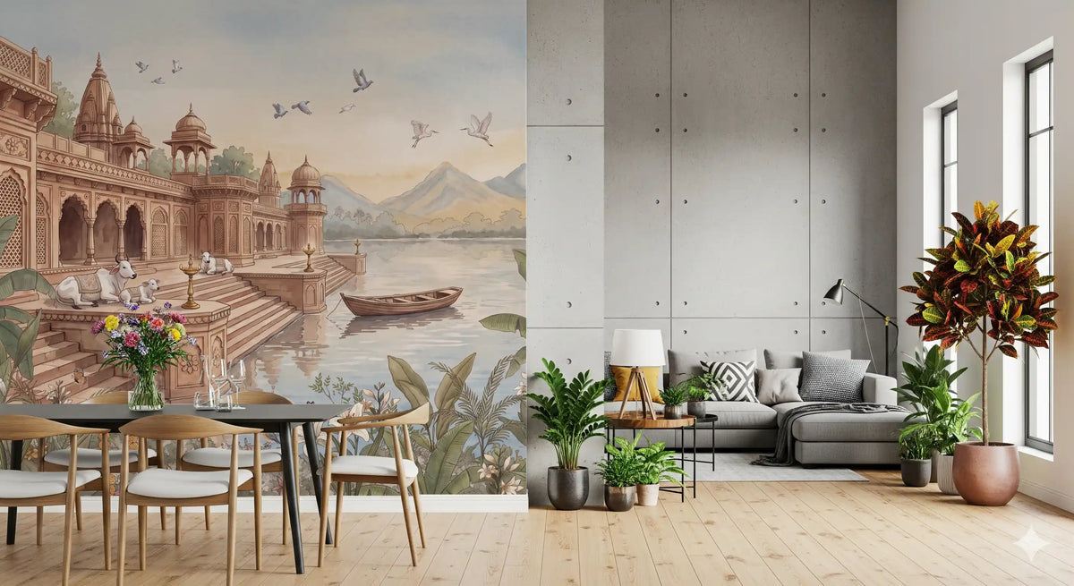 The Sacred Ghats at Dawn Wall Mural - RJM11