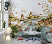 Autumnal Woodland Friends Mice Forest Adventure Wall Mural