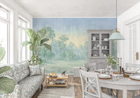 Misty Morning Forest Landscape Wall Mural