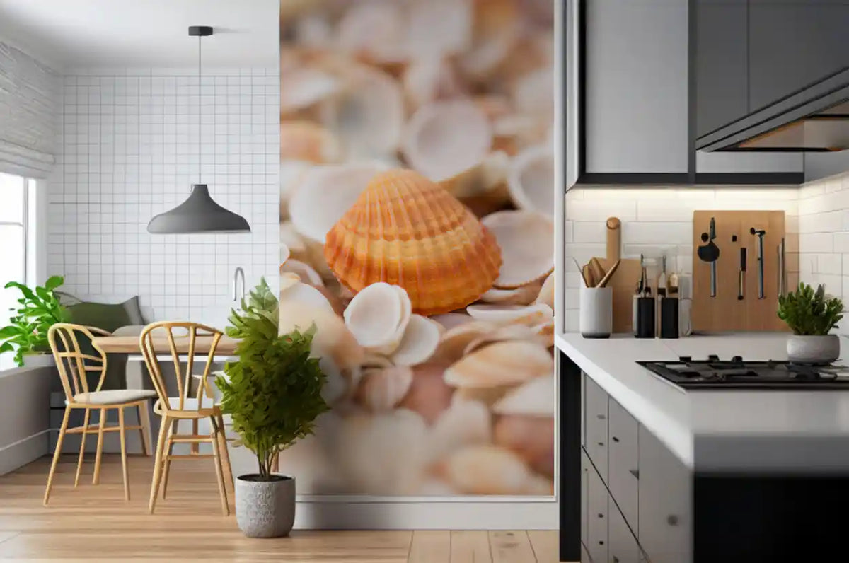 Amber Seashell Texture Pattern Wall Mural