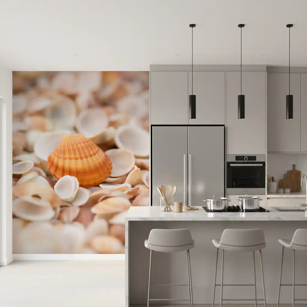 Amber Seashell Texture Pattern Wall Mural