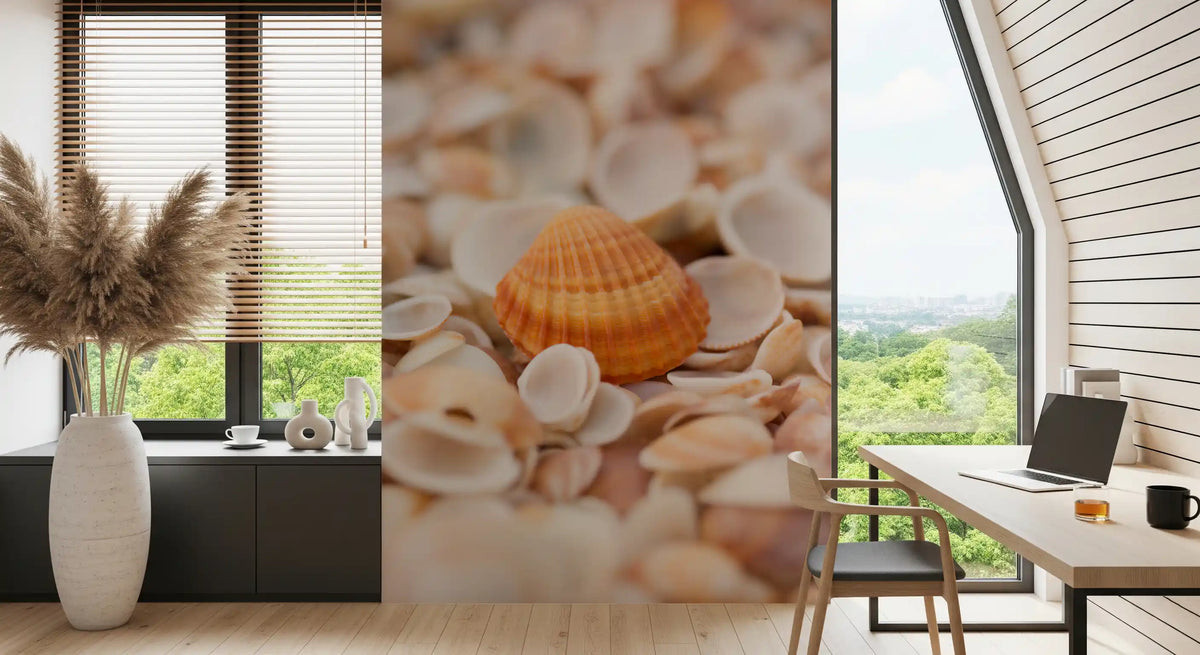 Amber Seashell Texture Pattern Wall Mural