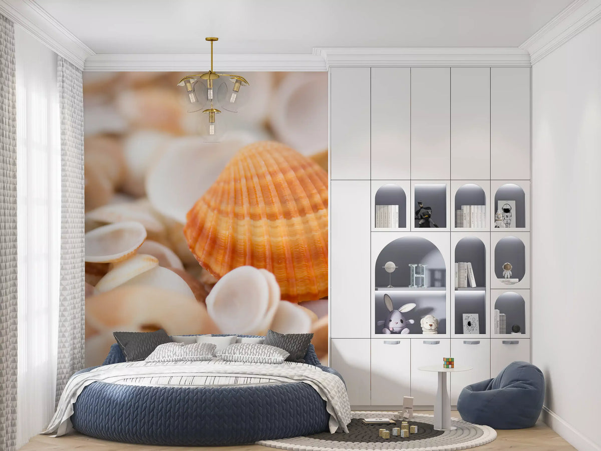 Amber Seashell Texture Pattern Wall Mural