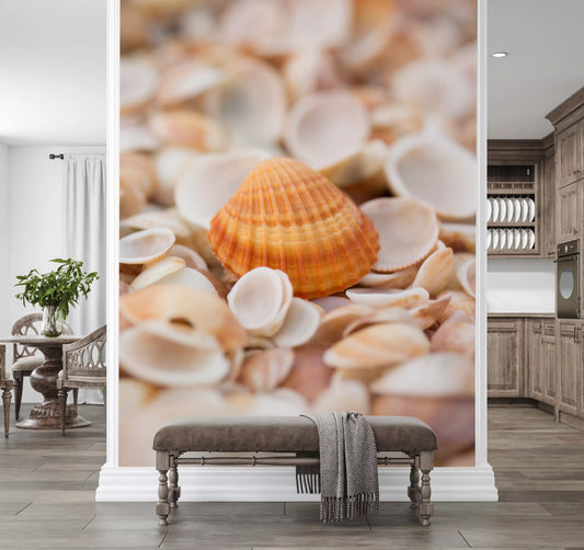 Amber Seashell Texture Pattern Wall Mural