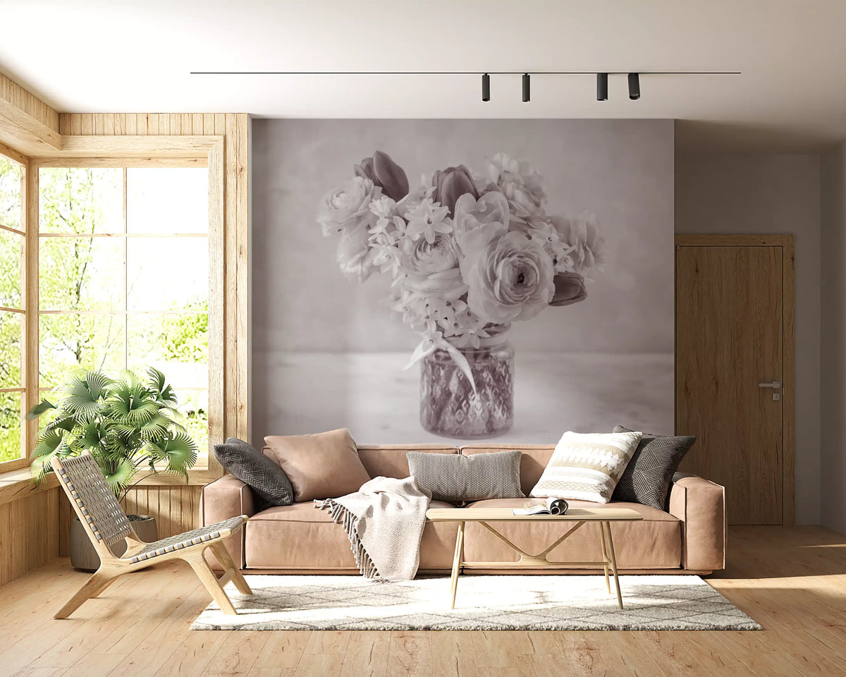 Muted Floral Still Life Study Wall Mural
