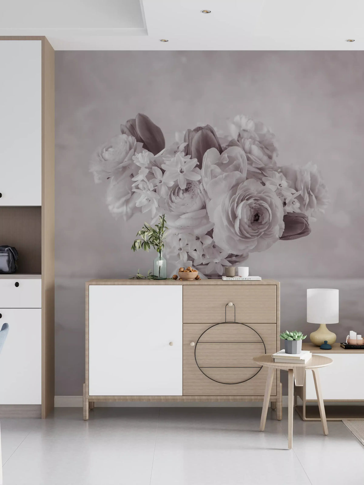 Muted Floral Still Life Study Wall Mural