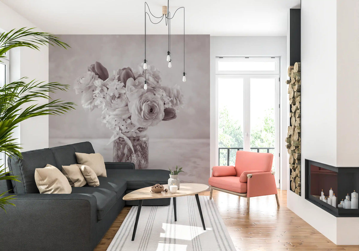 Muted Floral Still Life Study Wall Mural