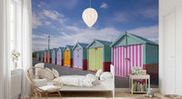 Striped Seaside Cabin Row Wall Mural