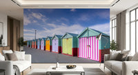 Striped Seaside Cabin Row Wall Mural