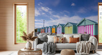 Striped Seaside Cabin Row Wall Mural