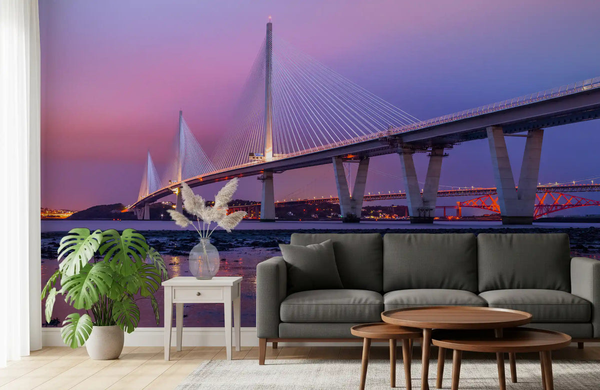 Twilight Firth of Forth Bridge Panorama Wall Mural