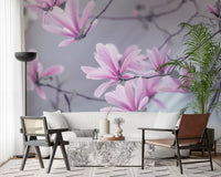 Abstract Pink Floral Branches Wall Mural