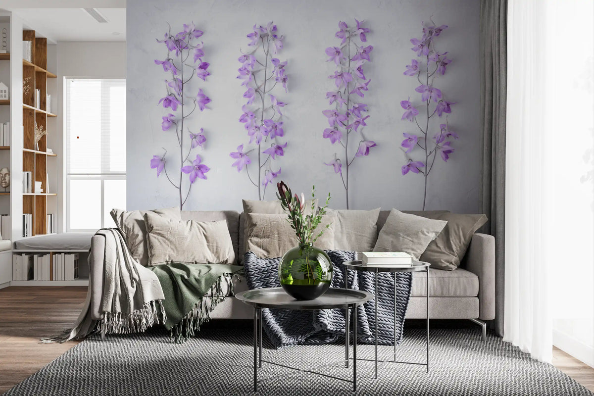 Abstract Lavender Floral Stems Wall Mural