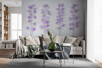 Abstract Lavender Floral Stems Wall Mural