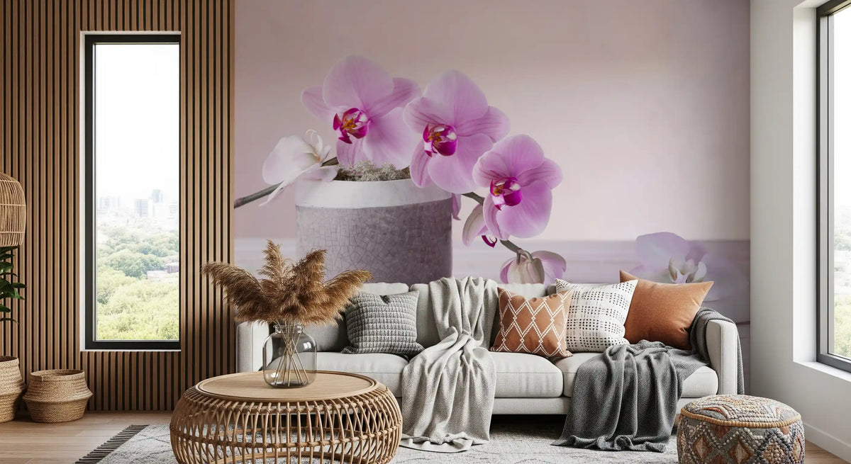 Minimalist Orchid Still Life Wall Mural