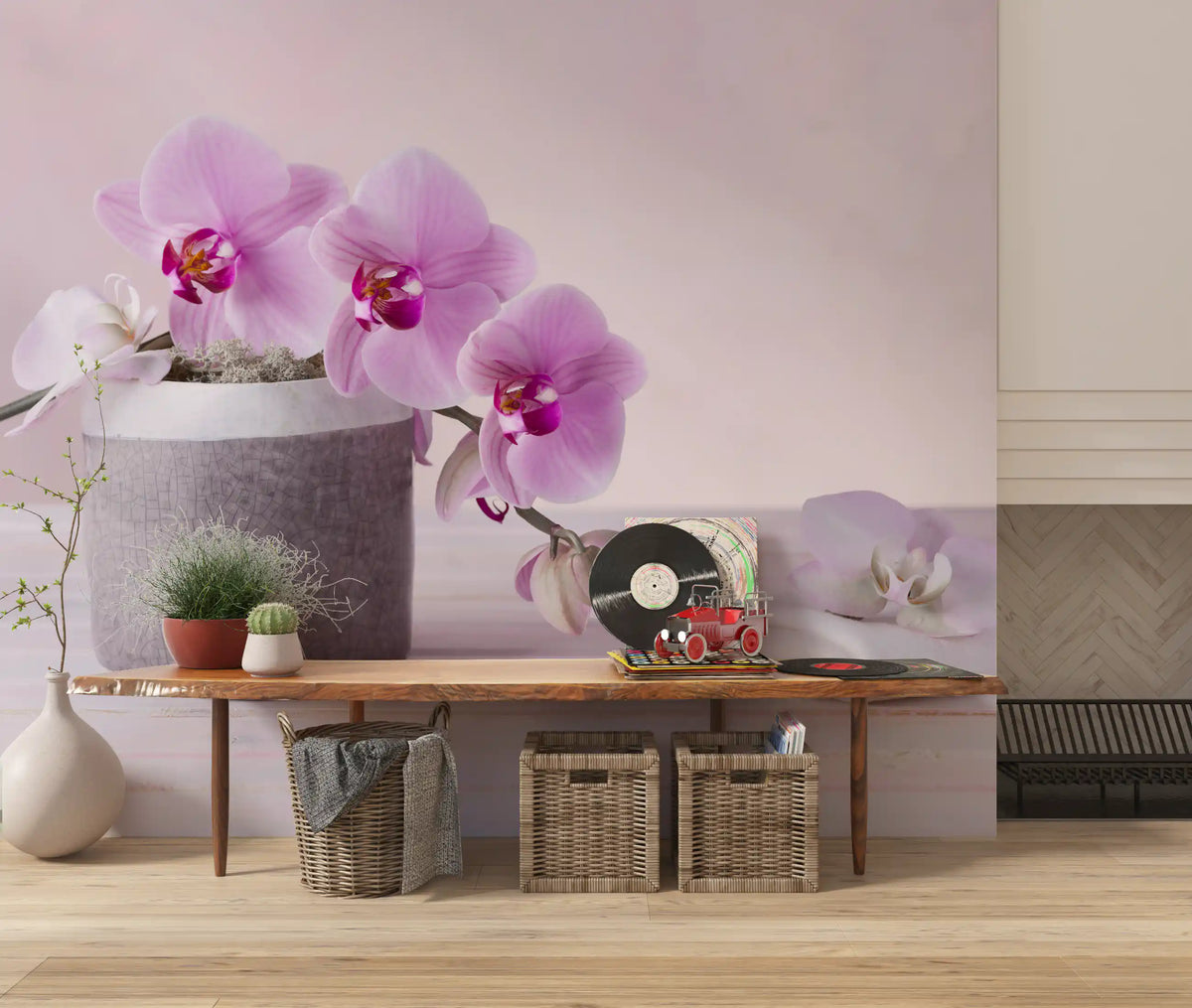 Minimalist Orchid Still Life Wall Mural