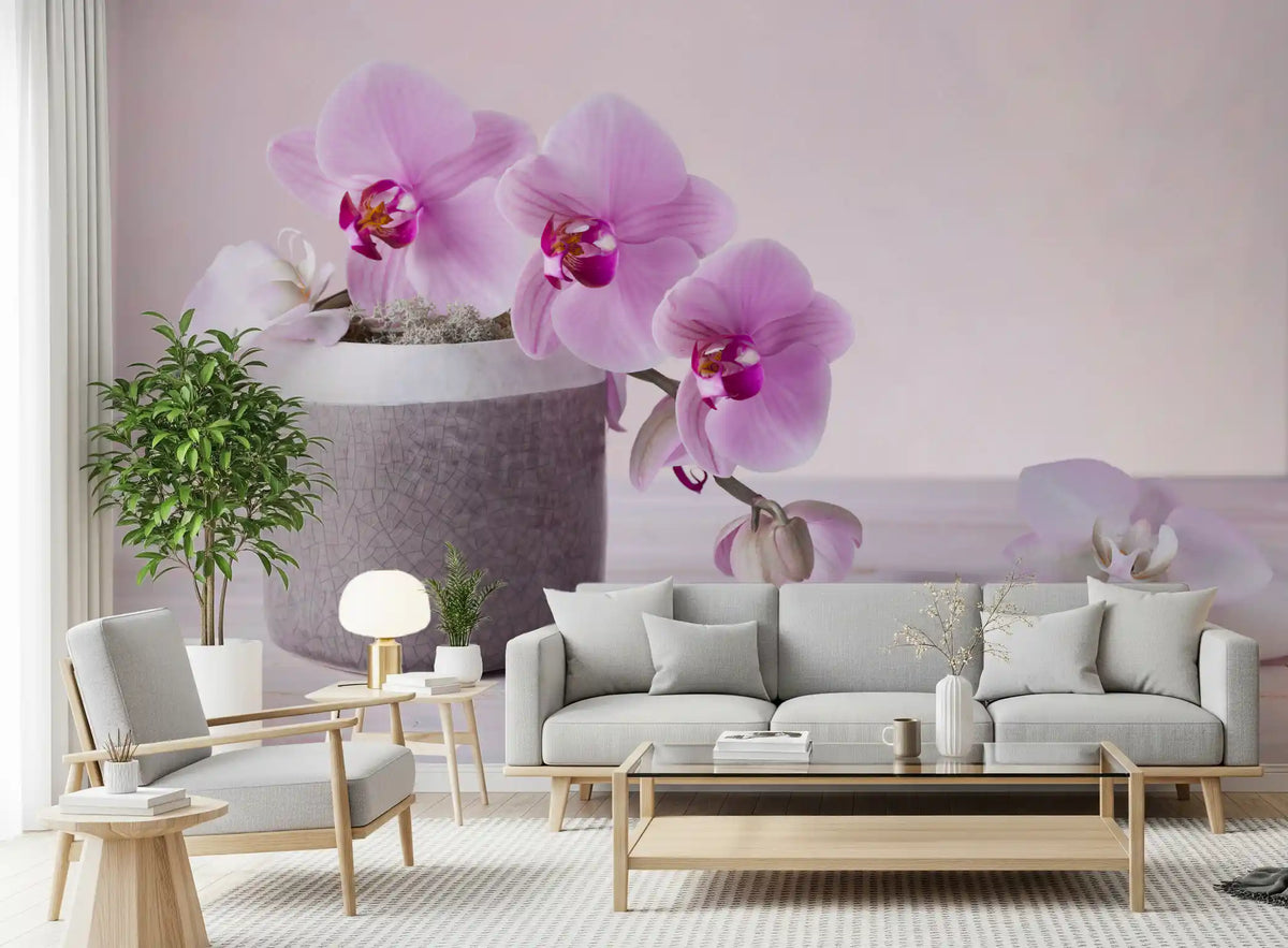 Minimalist Orchid Still Life Wall Mural