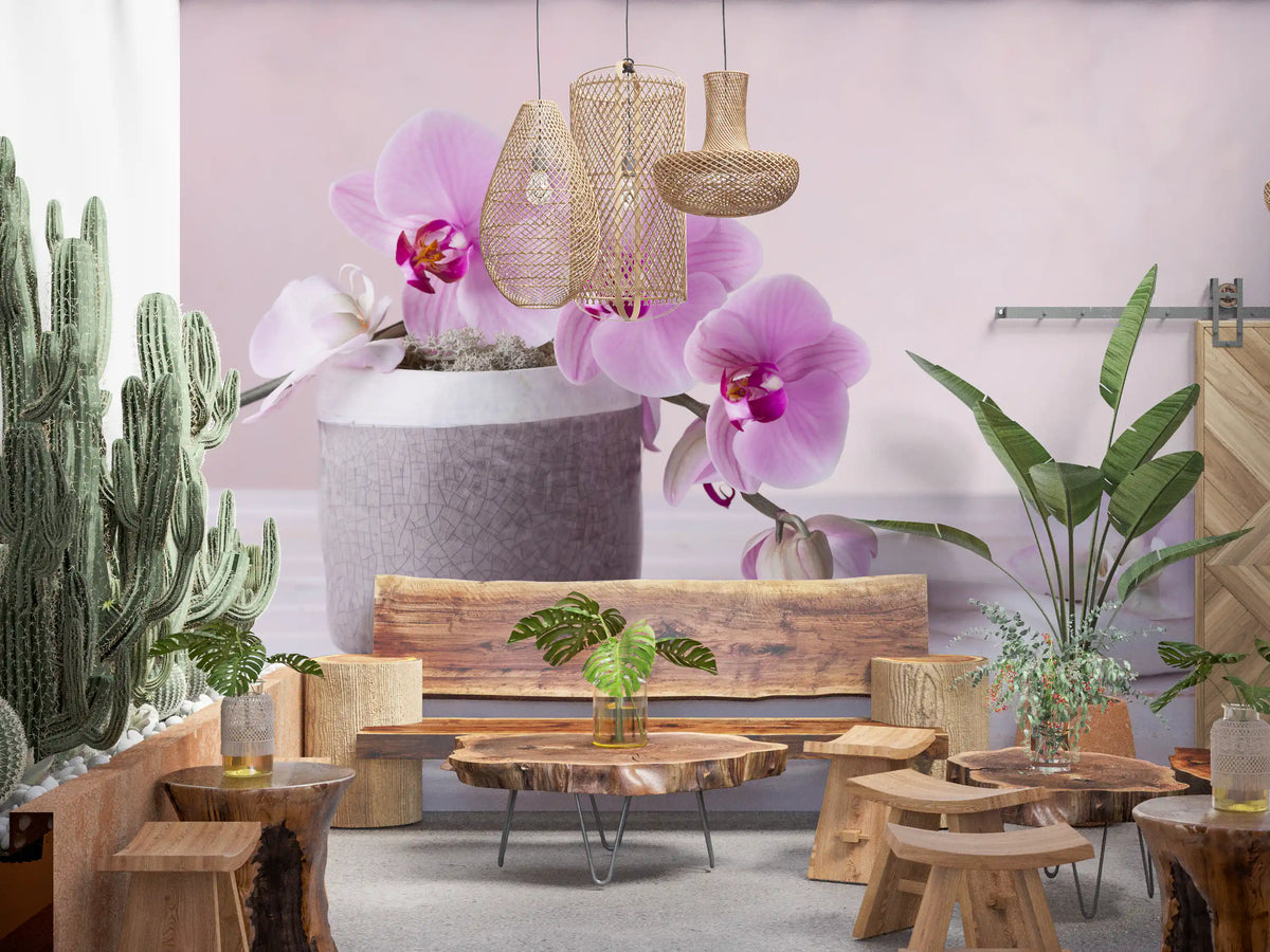 Minimalist Orchid Still Life Wall Mural