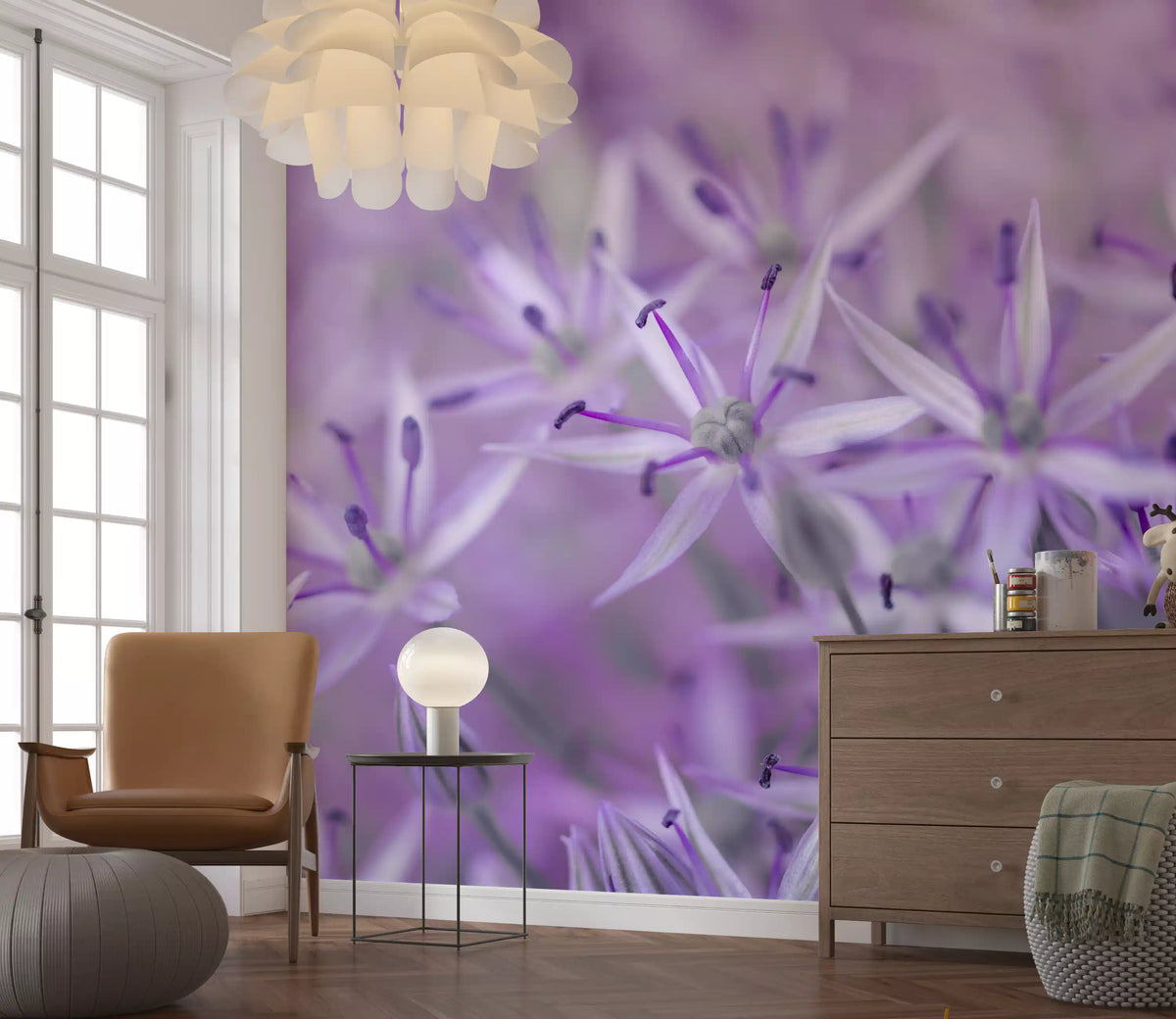 Violet Allium Macro Bloom Wall Mural