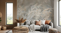 Ethereal Grass Wisps in Muted Tones Wall Mural