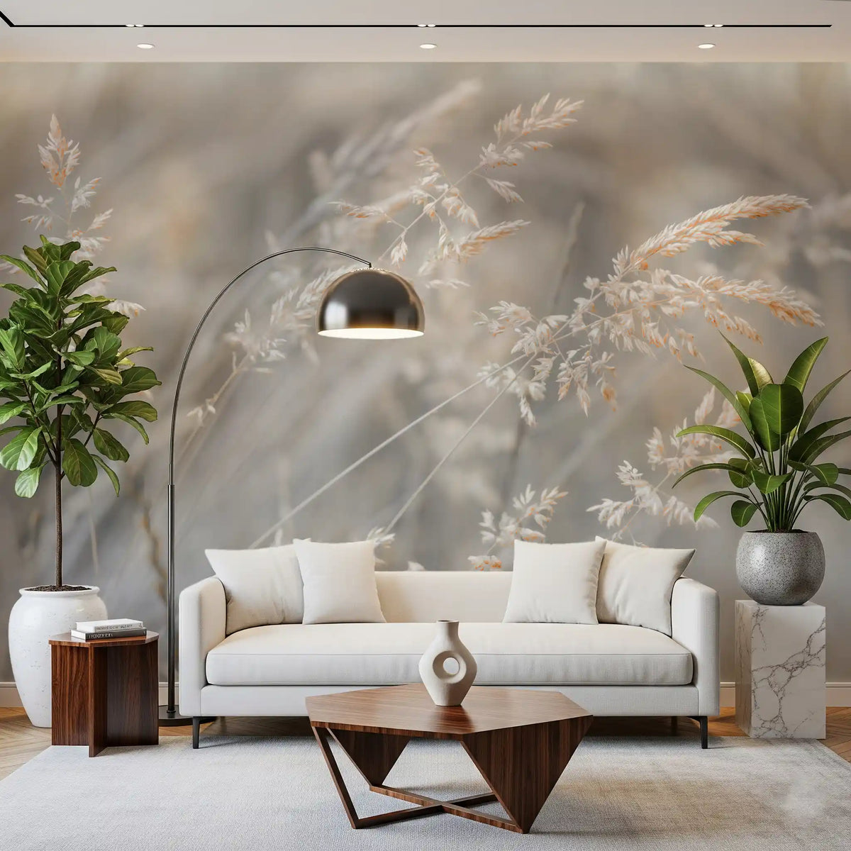 Ethereal Grass Wisps in Muted Tones Wall Mural
