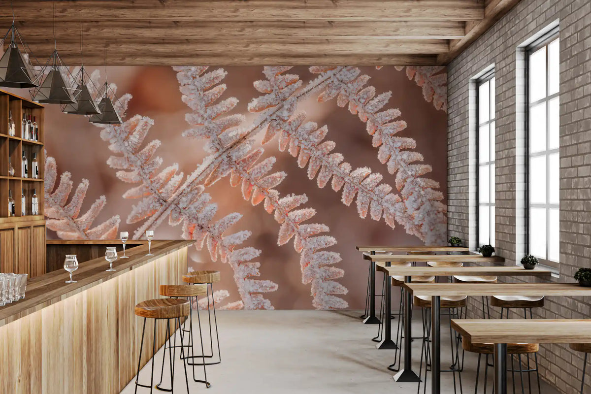 Icy Fern Macro Botanical Texture Wall Mural