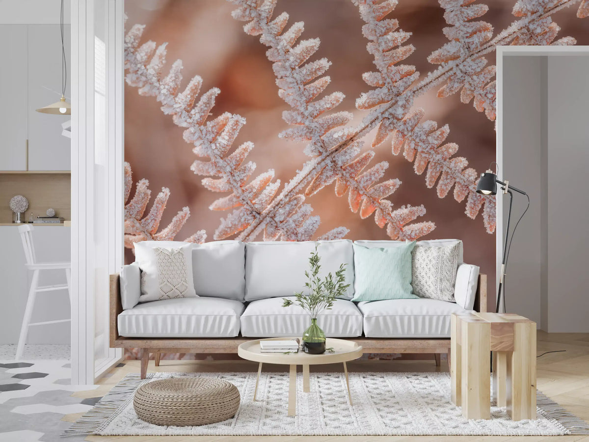 Icy Fern Macro Botanical Texture Wall Mural