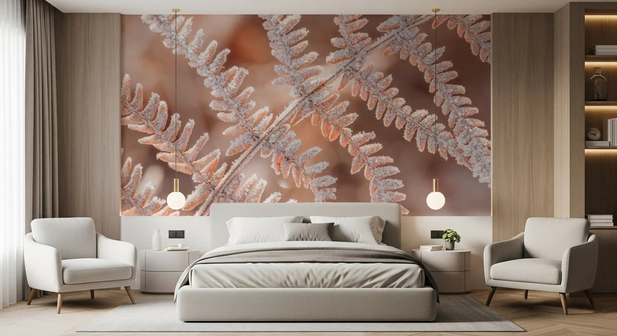 Icy Fern Macro Botanical Texture Wall Mural