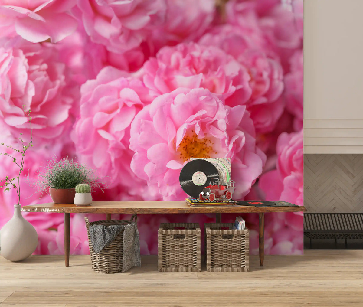 Soft Pink Peony Bloom Field Wall Mural