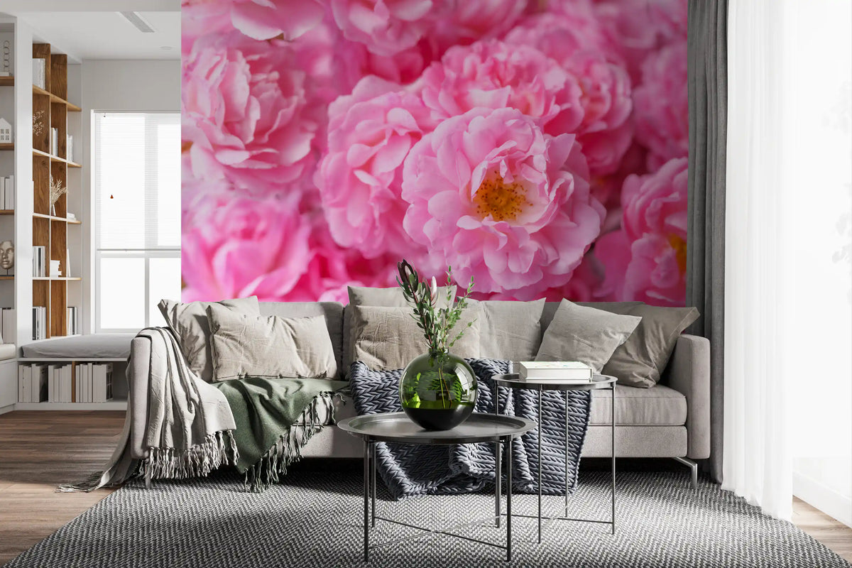Soft Pink Peony Bloom Field Wall Mural