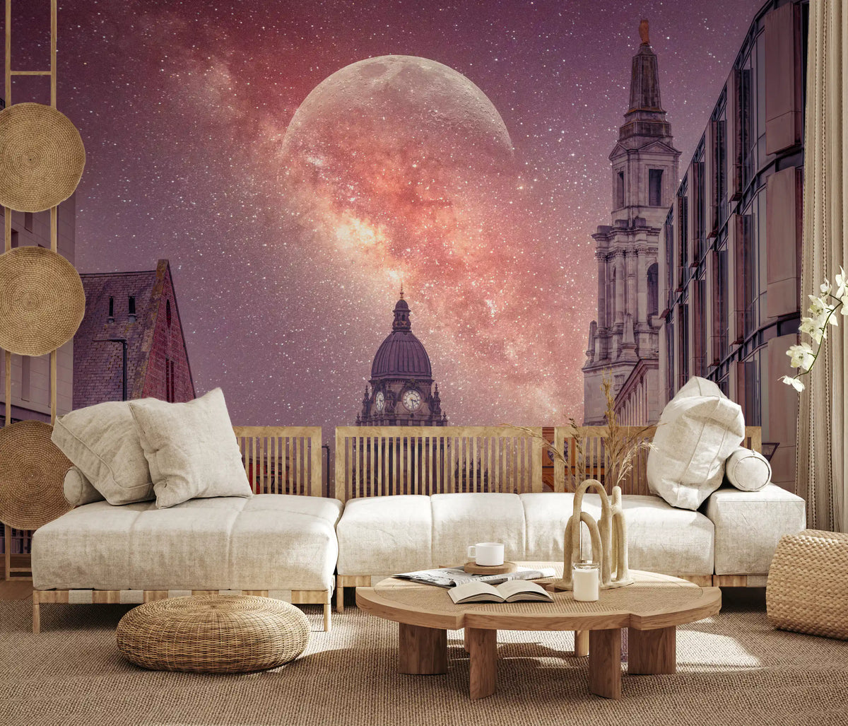 Cosmic Cityscape Architectural Vista Wall Mural