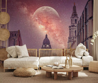 Cosmic Cityscape Architectural Vista Wall Mural