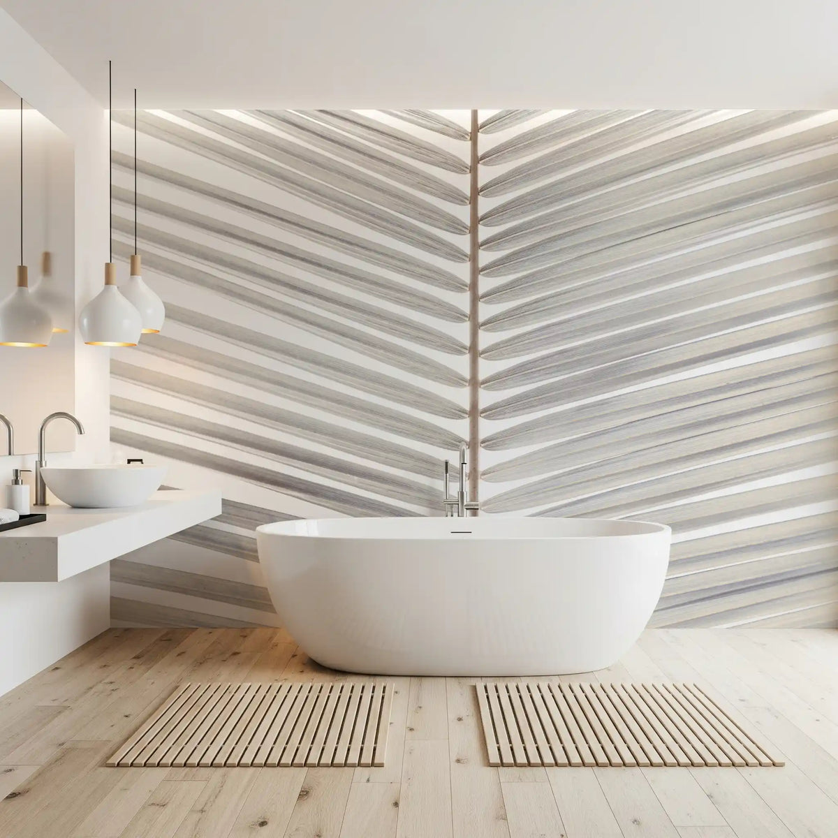 Symmetrical Frond Line Art Wall Mural