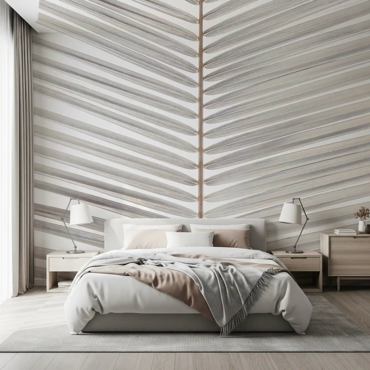Symmetrical Frond Line Art Wall Mural