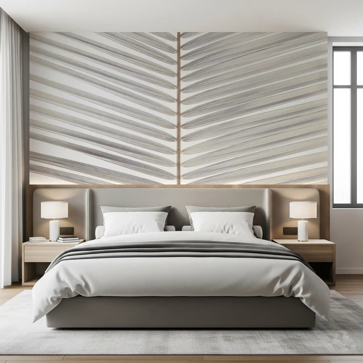 Symmetrical Frond Line Art Wall Mural