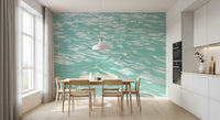 Serene Mint Water Ripples Wall Mural