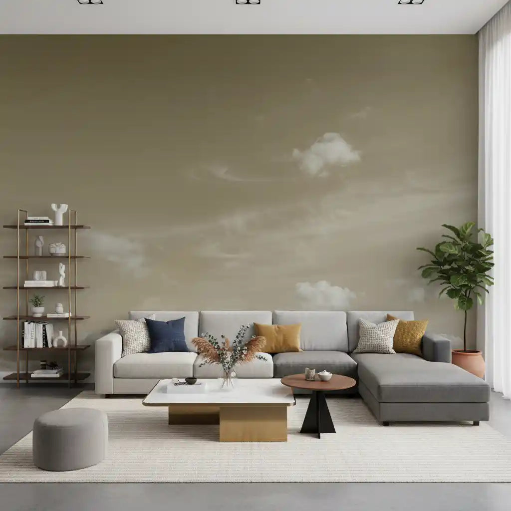 Muted Clouds Ethereal Horizon Wall Mural