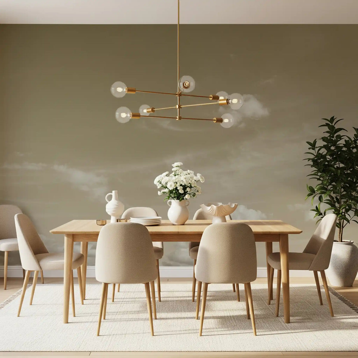 Muted Clouds Ethereal Horizon Wall Mural