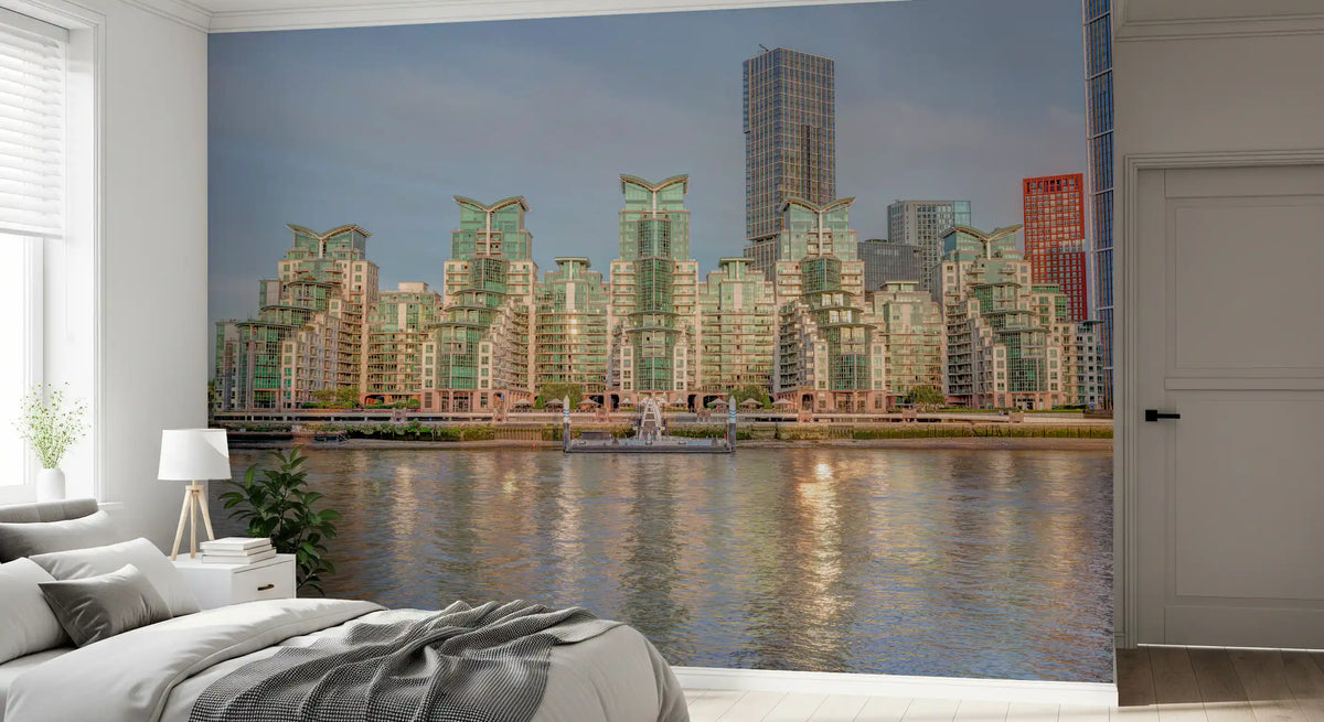 Modern Urban Glass Waterfront Wall Mural