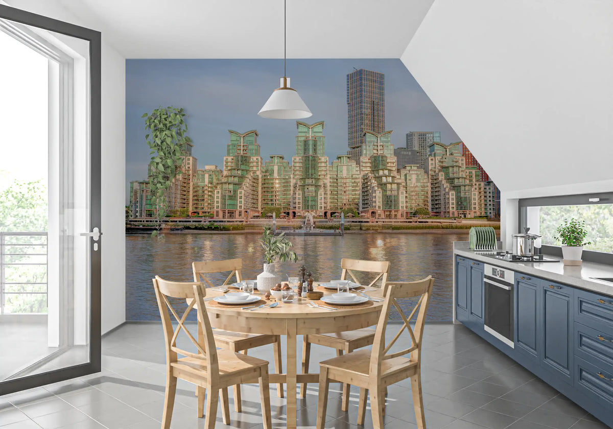 Modern Urban Glass Waterfront Wall Mural
