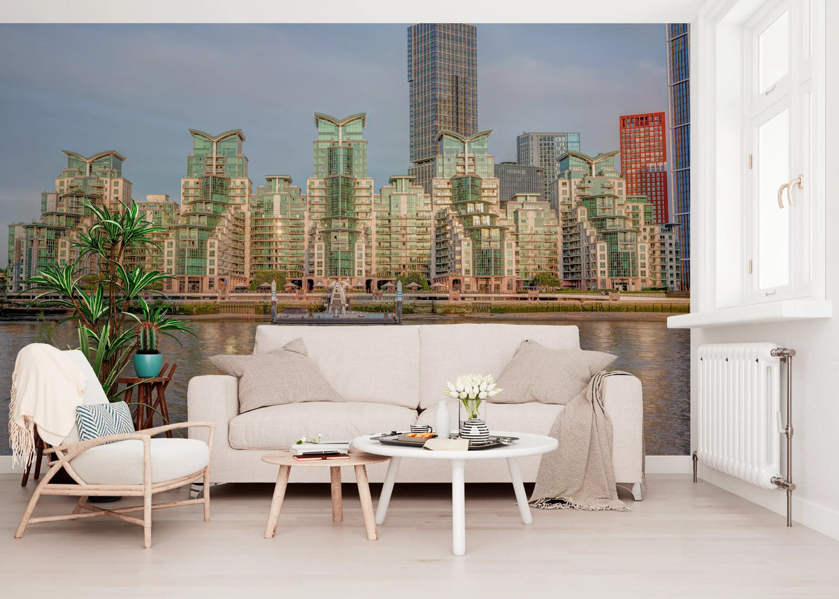 Modern Urban Glass Waterfront Wall Mural