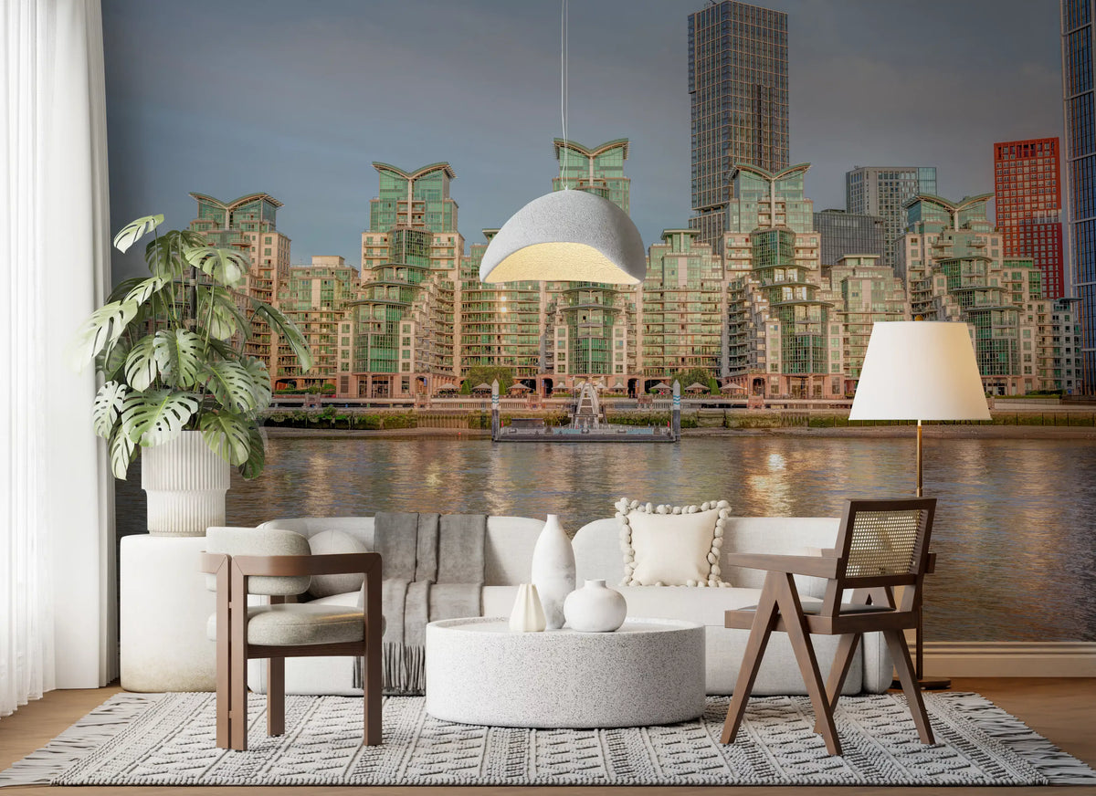 Modern Urban Glass Waterfront Wall Mural