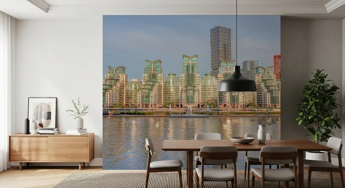 Modern Urban Glass Waterfront Wall Mural