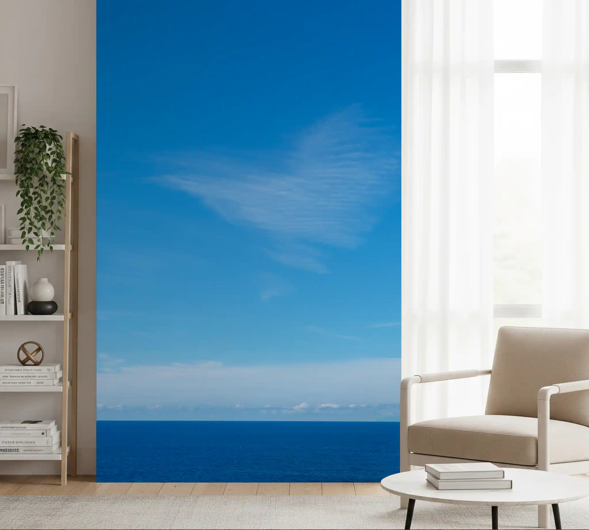 Minimalist Azure Sky and Sea View Wall Mural