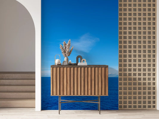 Minimalist Azure Sky and Sea View Wall Mural