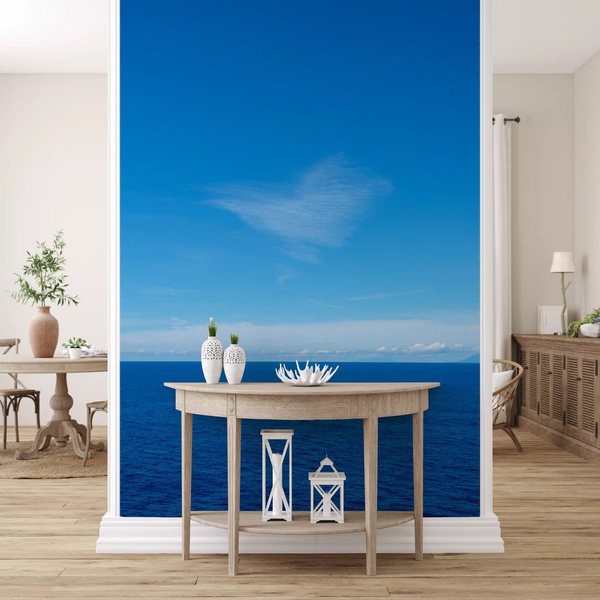 Minimalist Azure Sky and Sea View Wall Mural