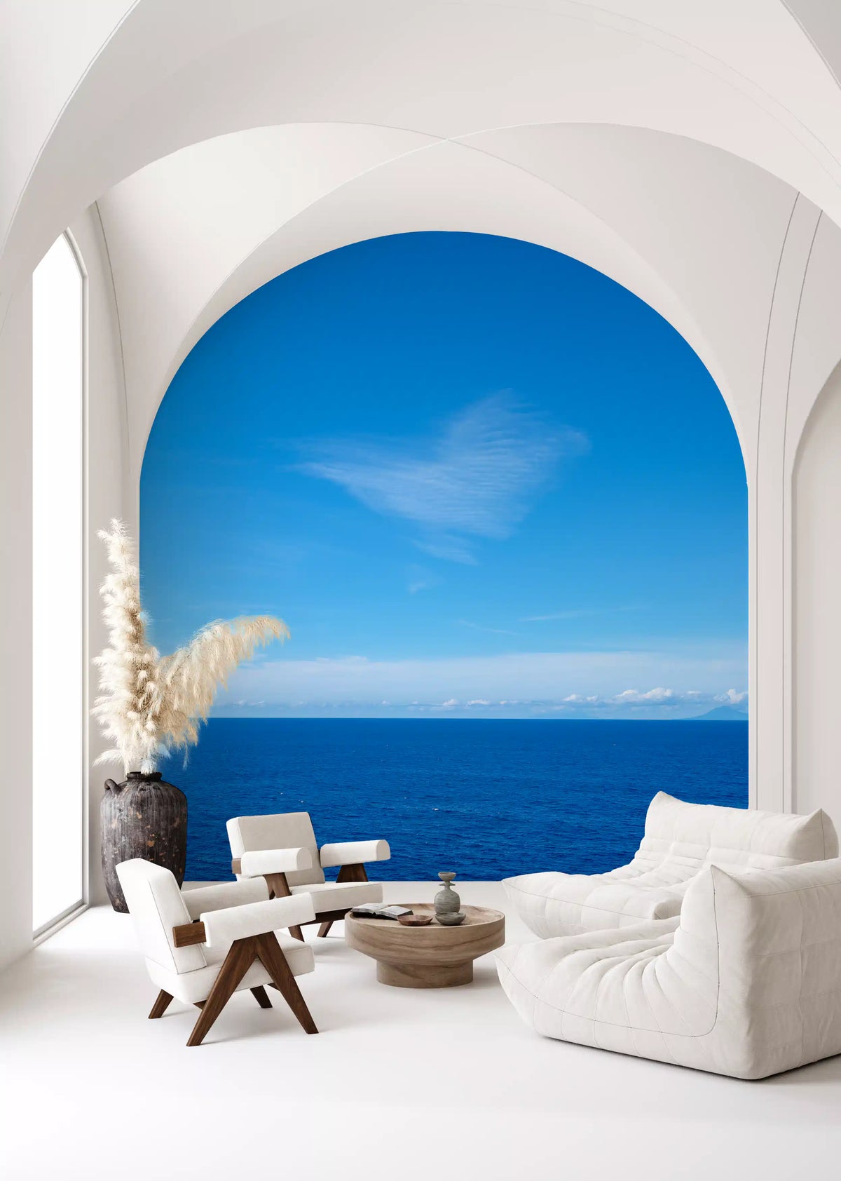 Minimalist Azure Sky and Sea View Wall Mural
